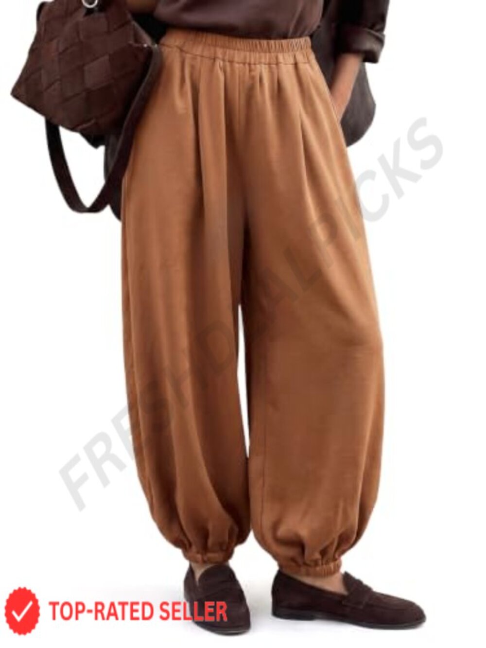Satin Balloon Barrel Pants Baggy Harem Trousers with Pockets